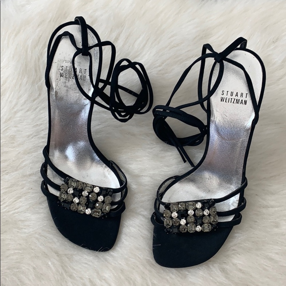 Stuart Weitzman | wrap up strappy rhinestone heel